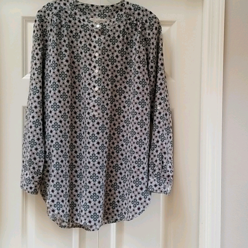 LOFT Teal Blue/Multi Floral Tunic Top